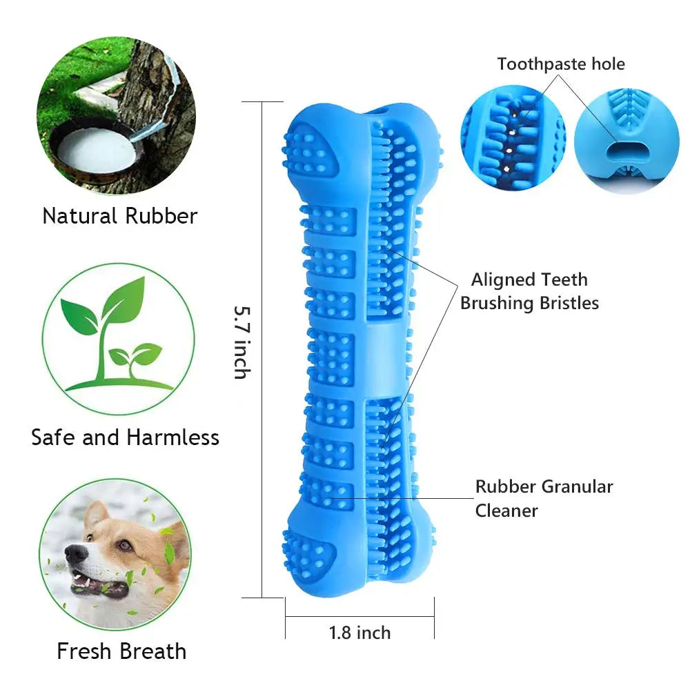 360° Soft Rubber Dog Toothbrush Chew Toy – for Small Dogs