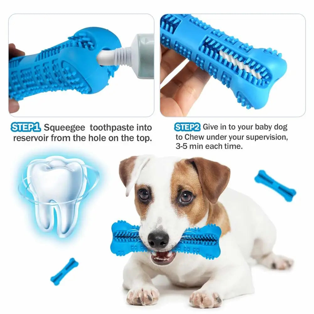 360° Soft Rubber Dog Toothbrush Chew Toy – for Small Dogs