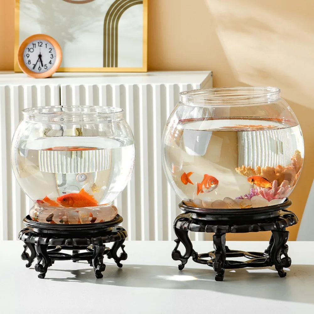 Clear Round Desktop Fish Bowl – Portable Plastic Aquarium