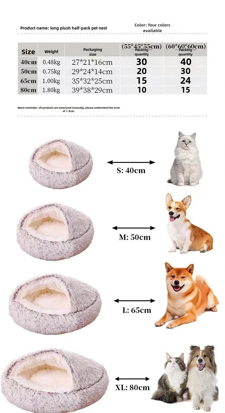 Autumn & Winter Plush Semi-Enclosed Cat & Pet Bed