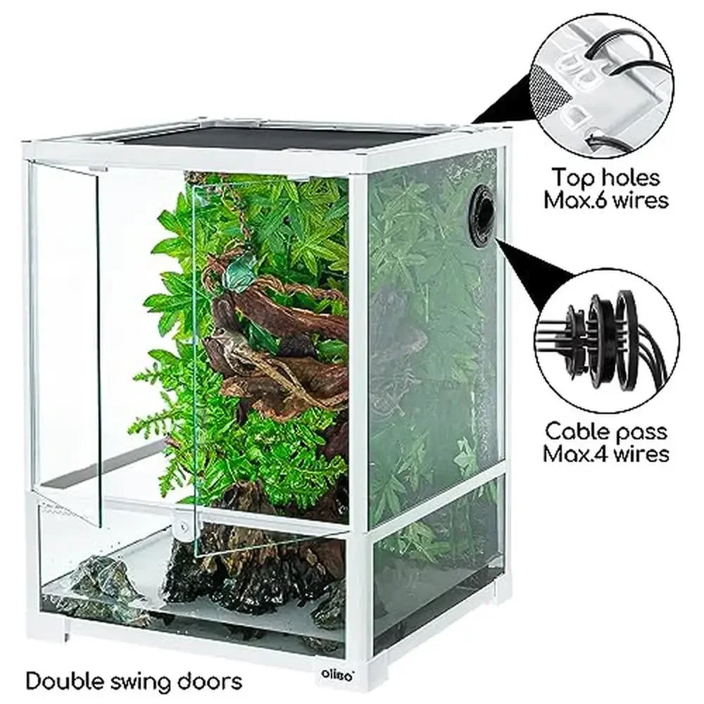 30 Gallon Glass Reptile Terrarium with Double Hinge Door