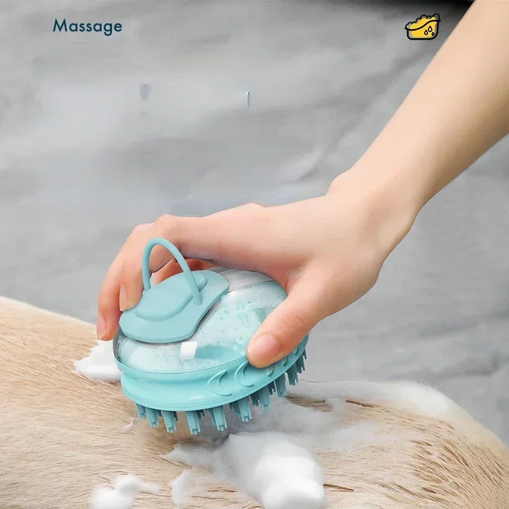 Dog Bath Massage Silicone Brush with Soap Dispenser