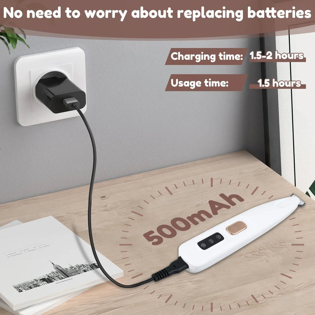 Waterproof Dog Paw Trimmer with LED Light & Display