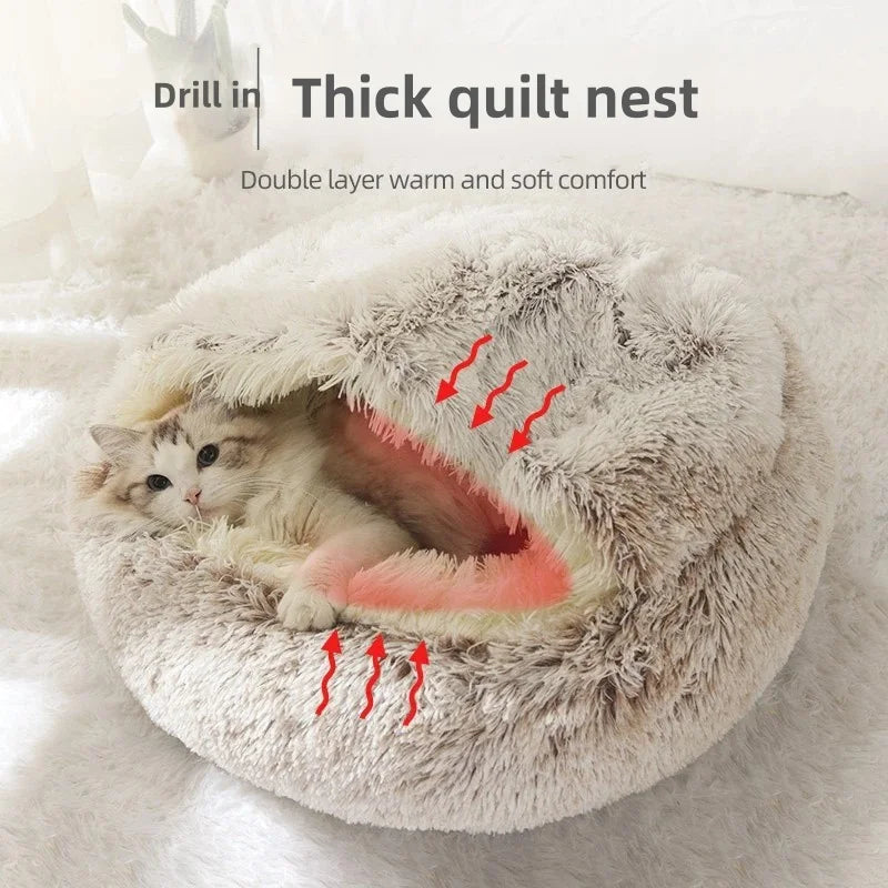 Autumn & Winter Plush Semi-Enclosed Cat & Pet Bed