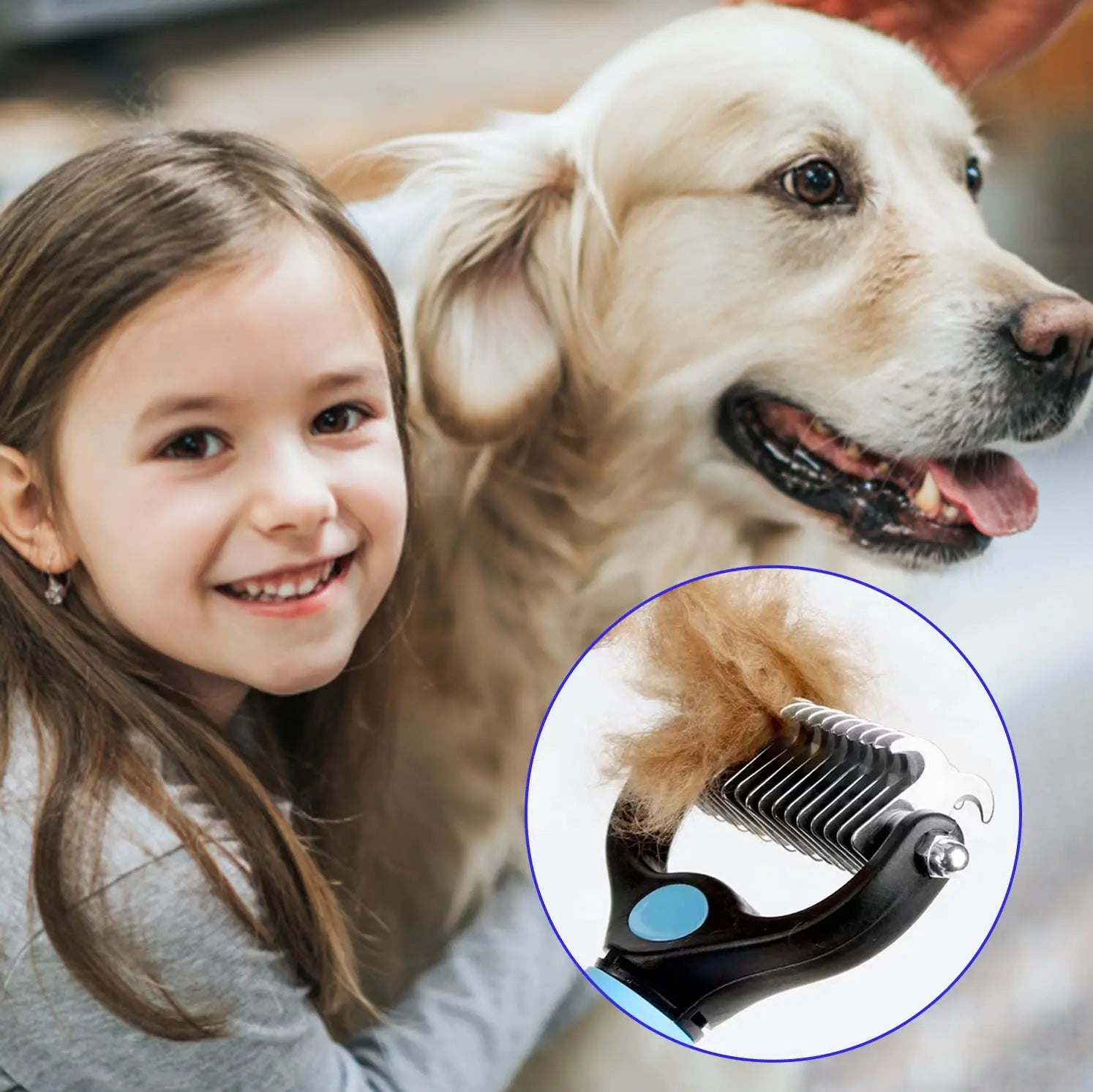Professional Pet Deshedding & Knot Cutter Brush