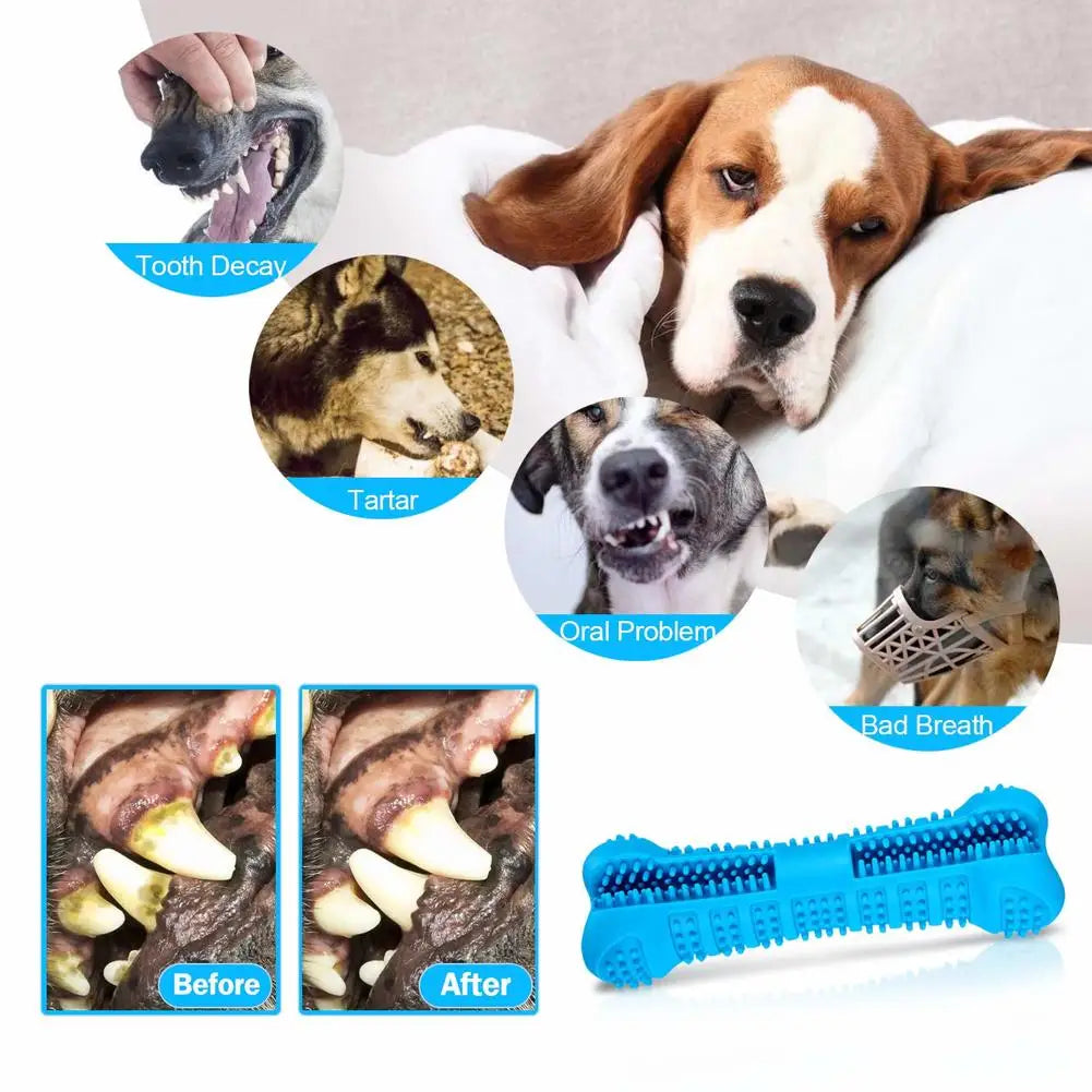 360° Soft Rubber Dog Toothbrush Chew Toy – for Small Dogs