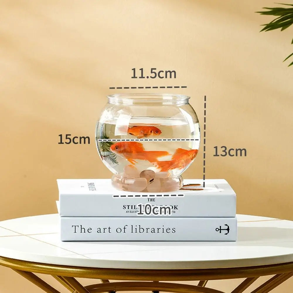 Clear Round Desktop Fish Bowl – Portable Plastic Aquarium