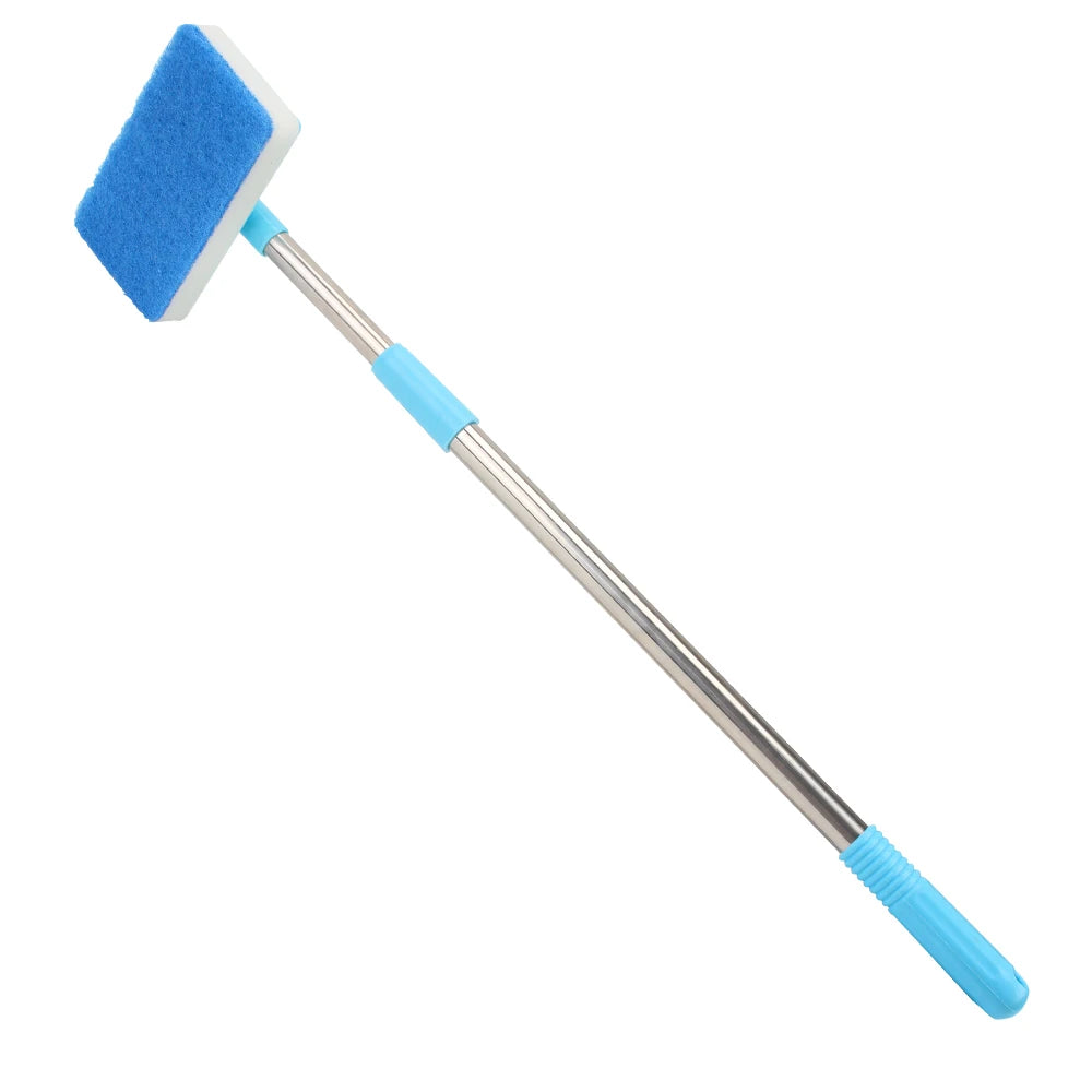 Cleaner Scrubber 180° adjustable Double-Sided Sponge Cleaning Brush Aquarium Fish Tank Glass Window Algae Super Long Handle