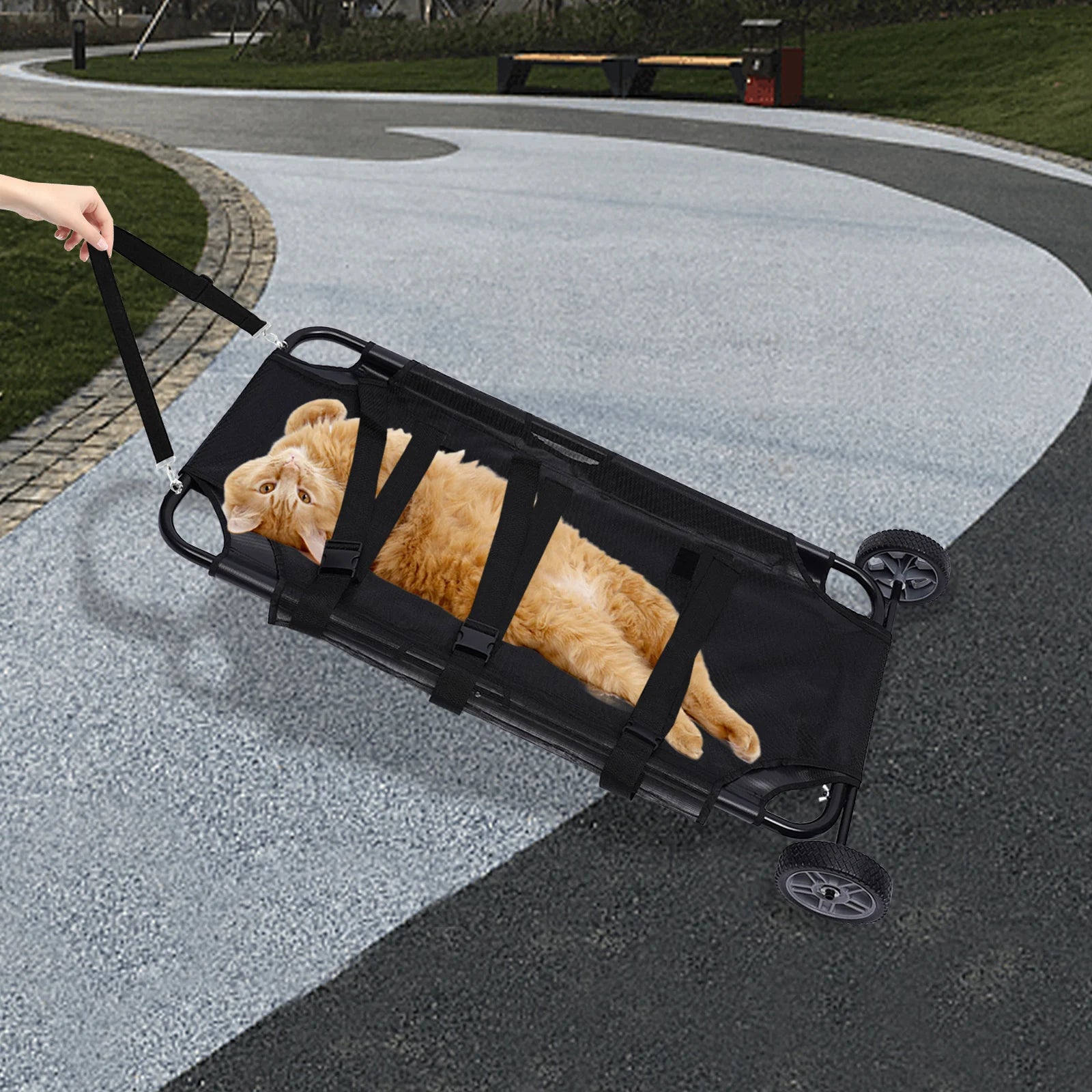 Foldable Pet Stretcher Trolley with Strap