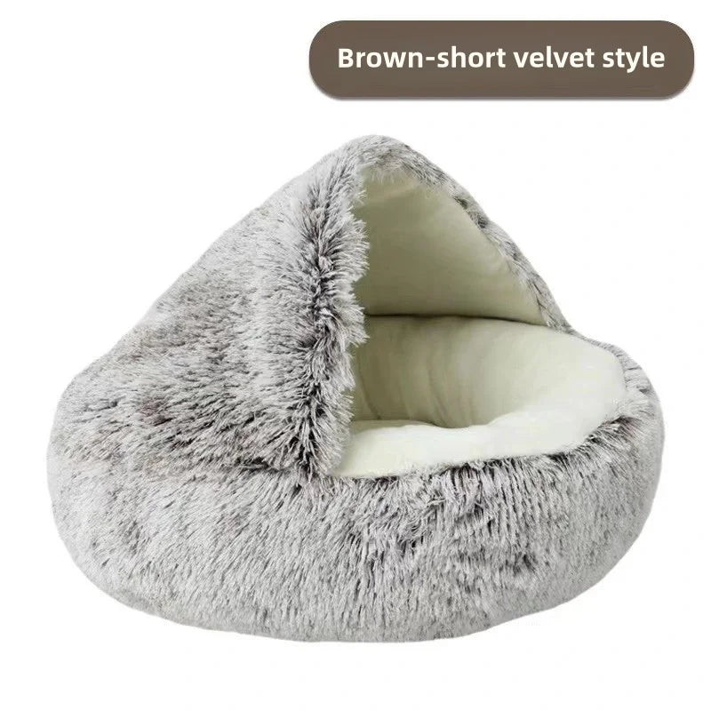Autumn & Winter Plush Semi-Enclosed Cat & Pet Bed