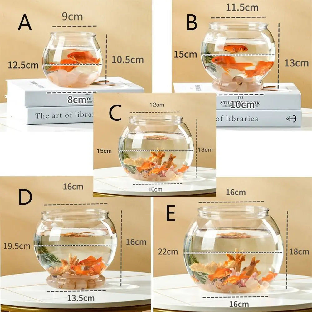 Clear Round Desktop Fish Bowl – Portable Plastic Aquarium