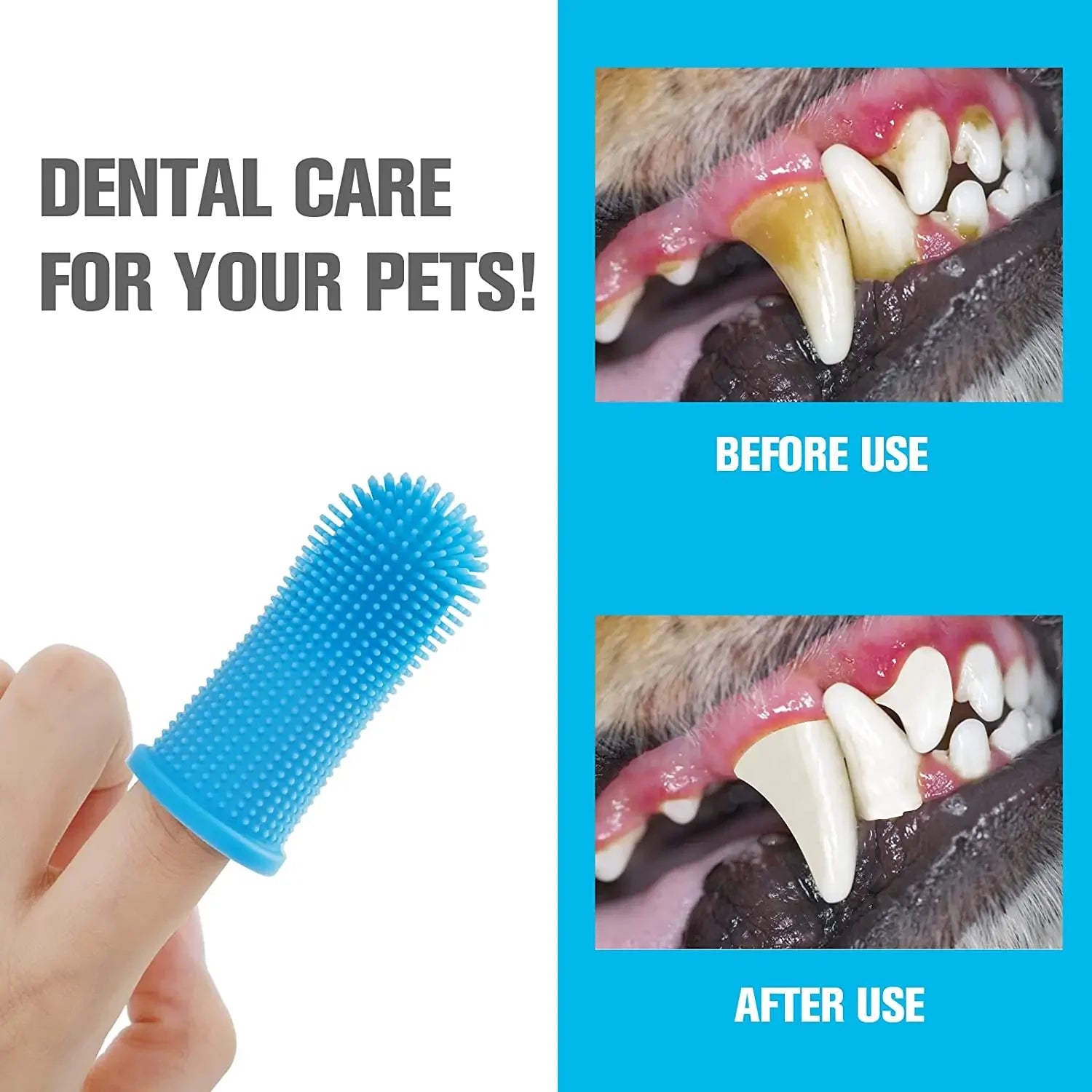 1PC Silicone Pet Finger Toothbrush – Soft & Safe for Dogs and Cats