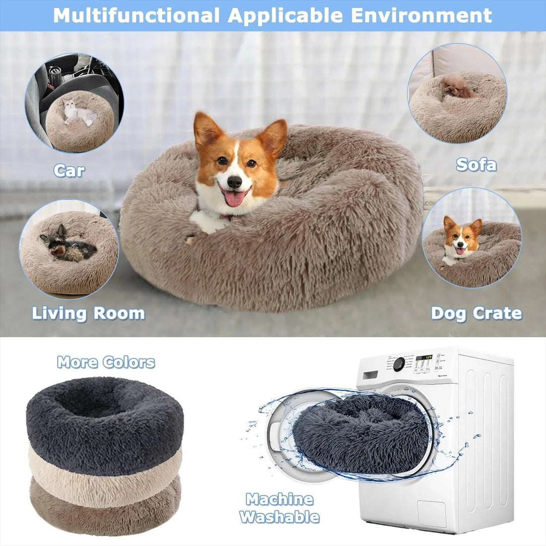 Round Plush Winter Dog & Cat Bed