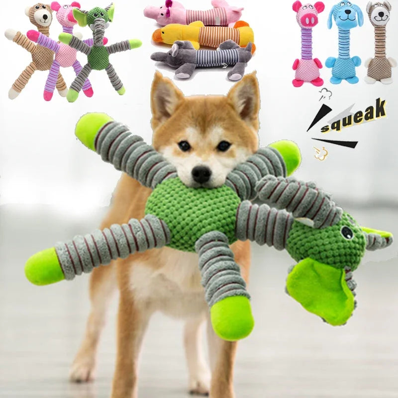 Indestructible Squeaky Dog Toy – Plush Animal Chew