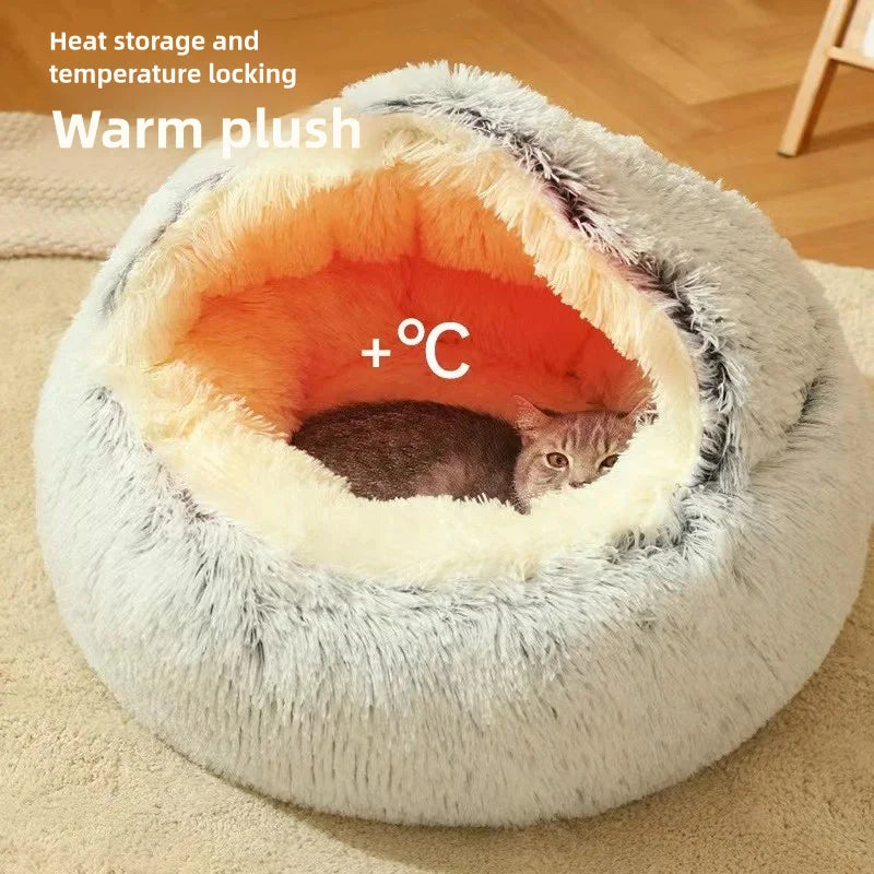 Autumn & Winter Plush Semi-Enclosed Cat & Pet Bed
