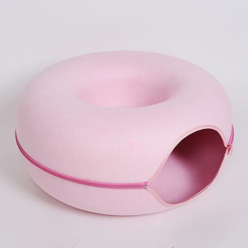Donut Cat Bed with Interactive Tunnel
