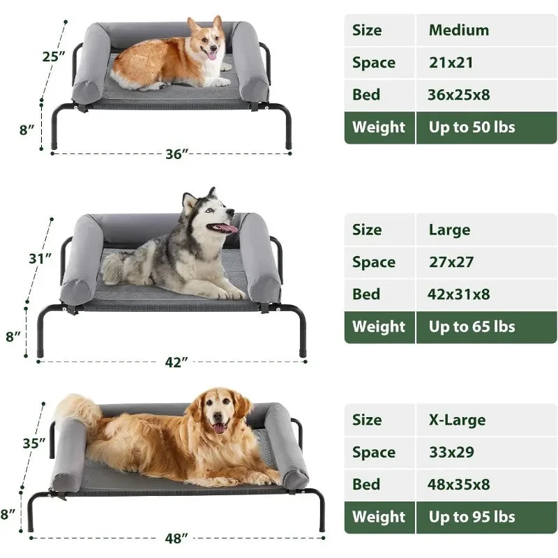 Elevated Cooling Dog Bed with Chew-Proof Frame