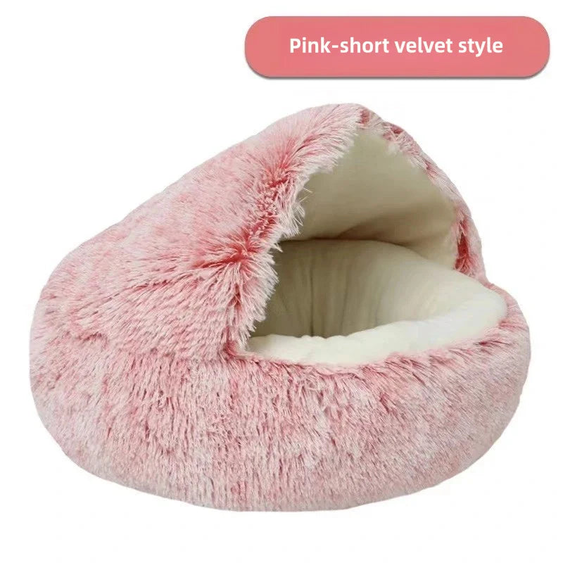 Autumn & Winter Plush Semi-Enclosed Cat & Pet Bed