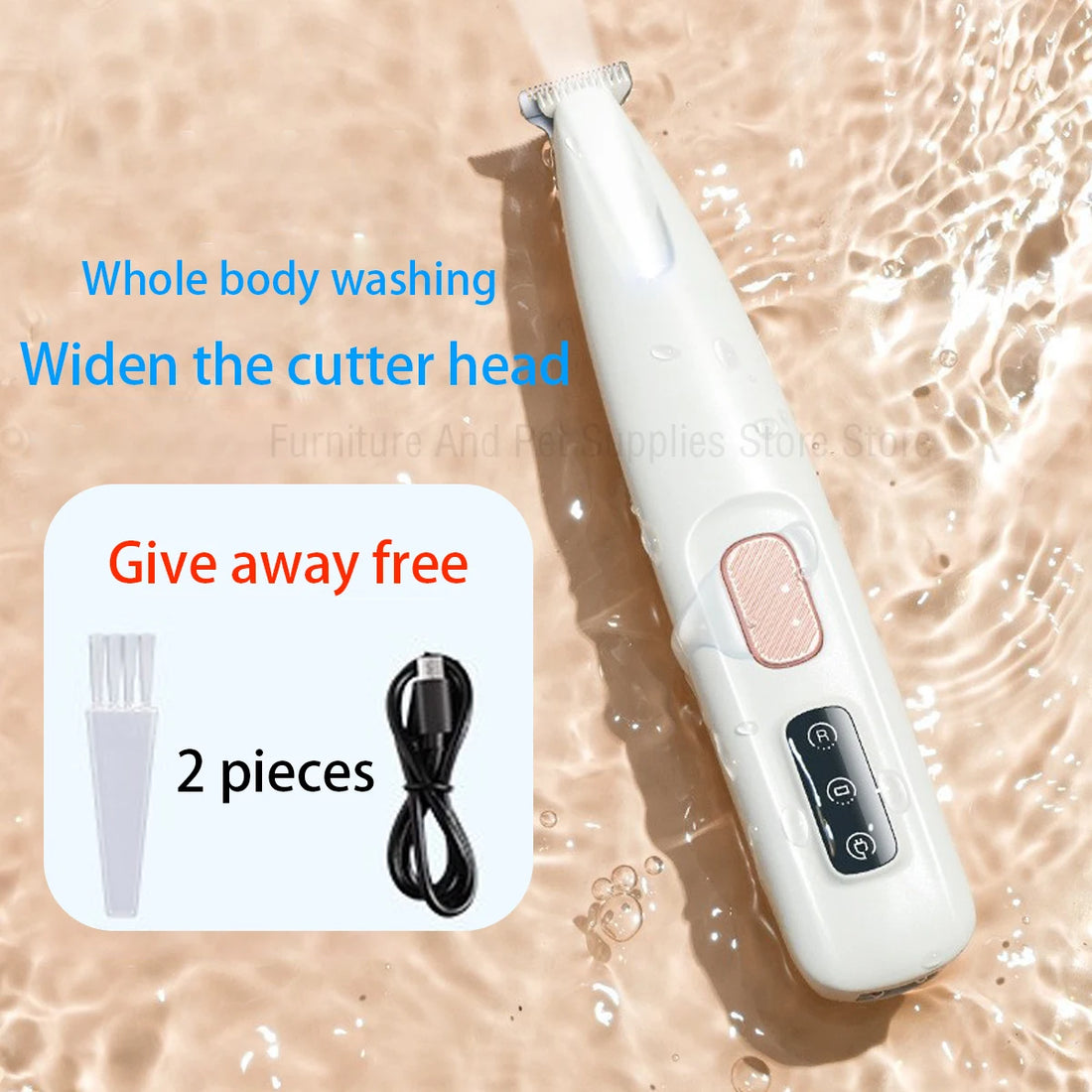 Waterproof Dog Paw Trimmer with LED Light & Display