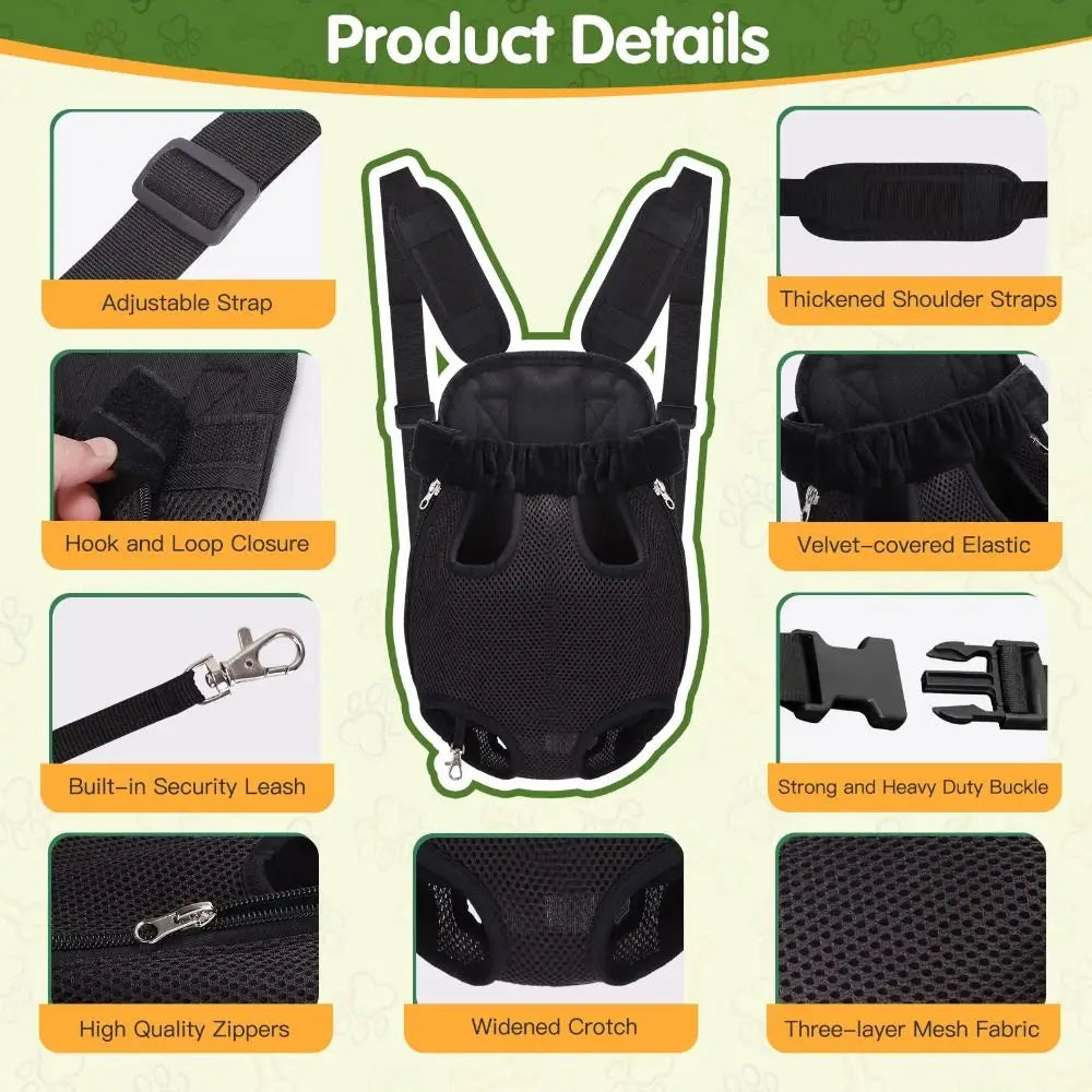 Legs Out Front Dog Carrier Backpack – Adjustable for Small Pets