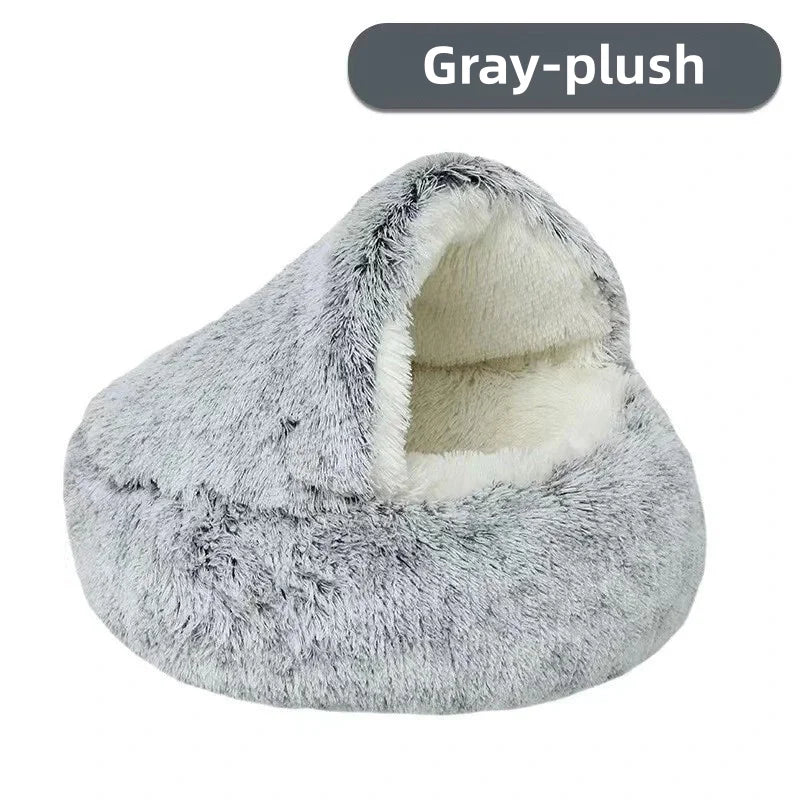 Autumn & Winter Plush Semi-Enclosed Cat & Pet Bed