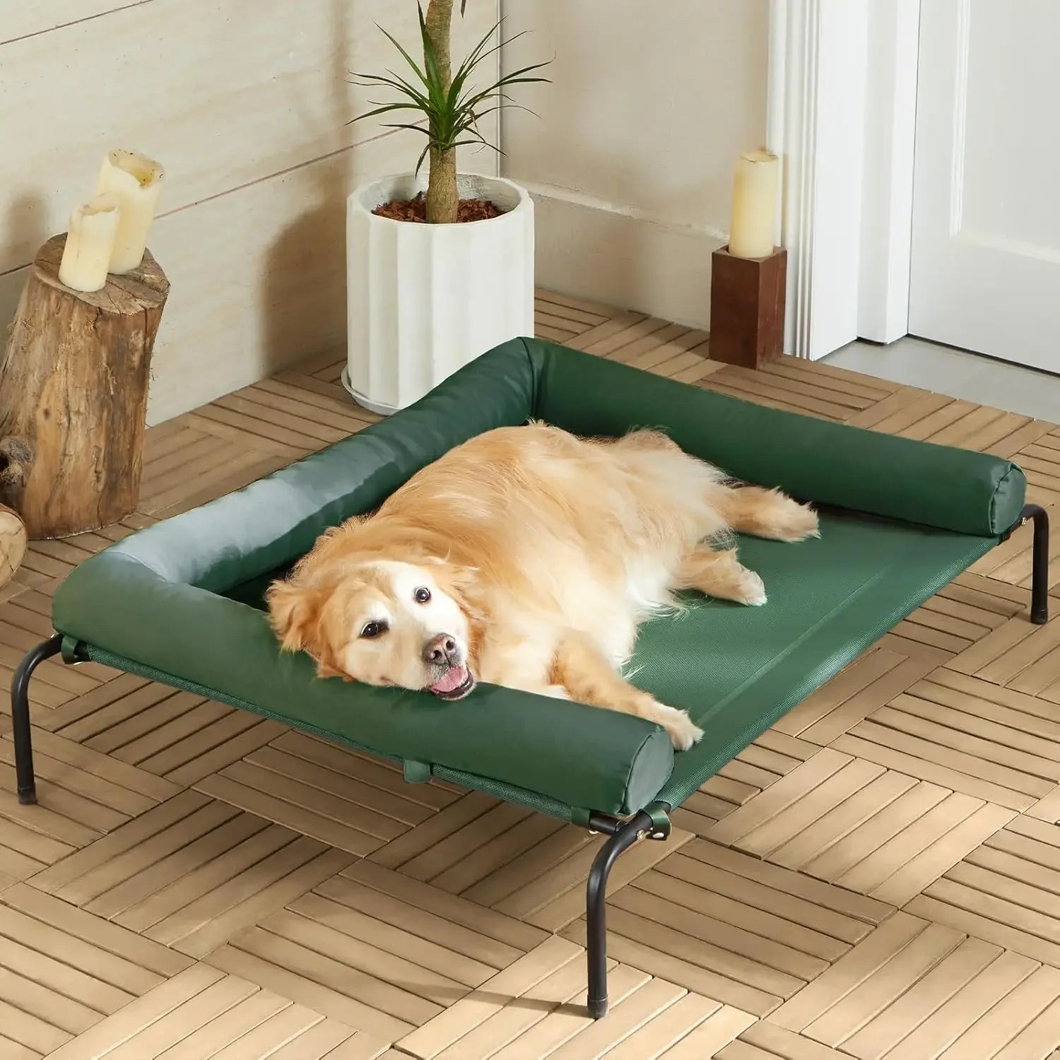 Elevated Cooling Dog Bed with Chew-Proof Frame