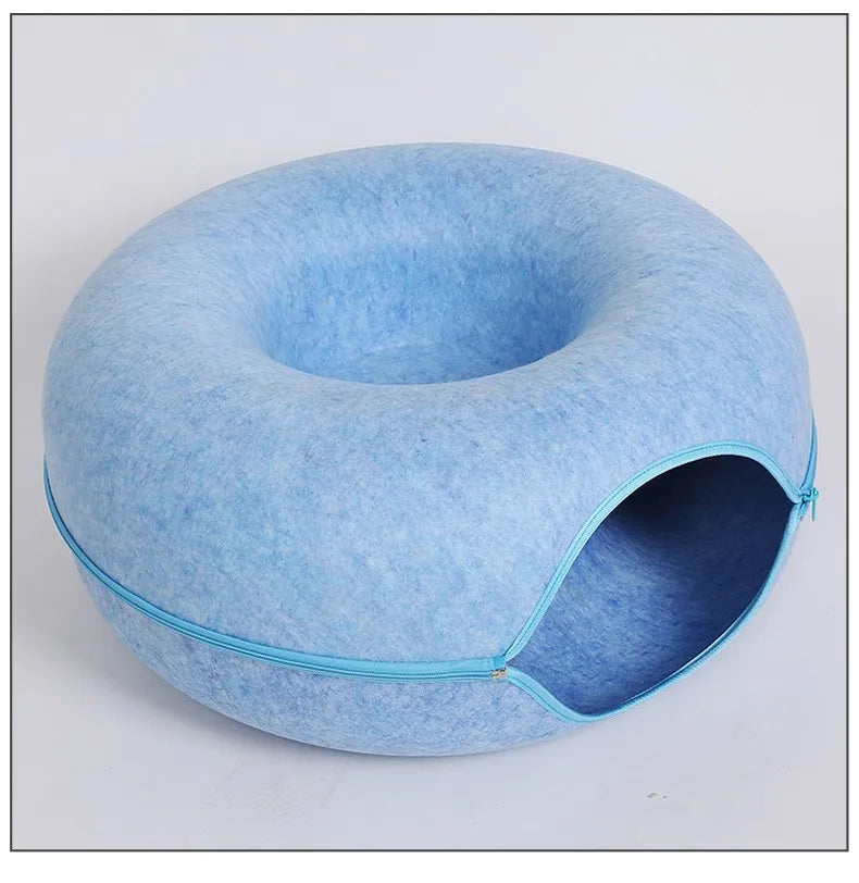 Donut Cat Bed with Interactive Tunnel