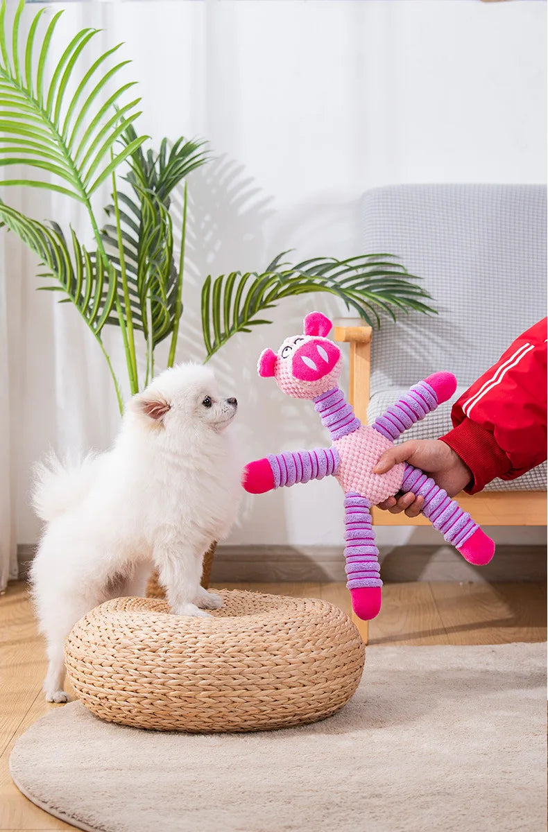 Indestructible Squeaky Dog Toy – Plush Animal Chew