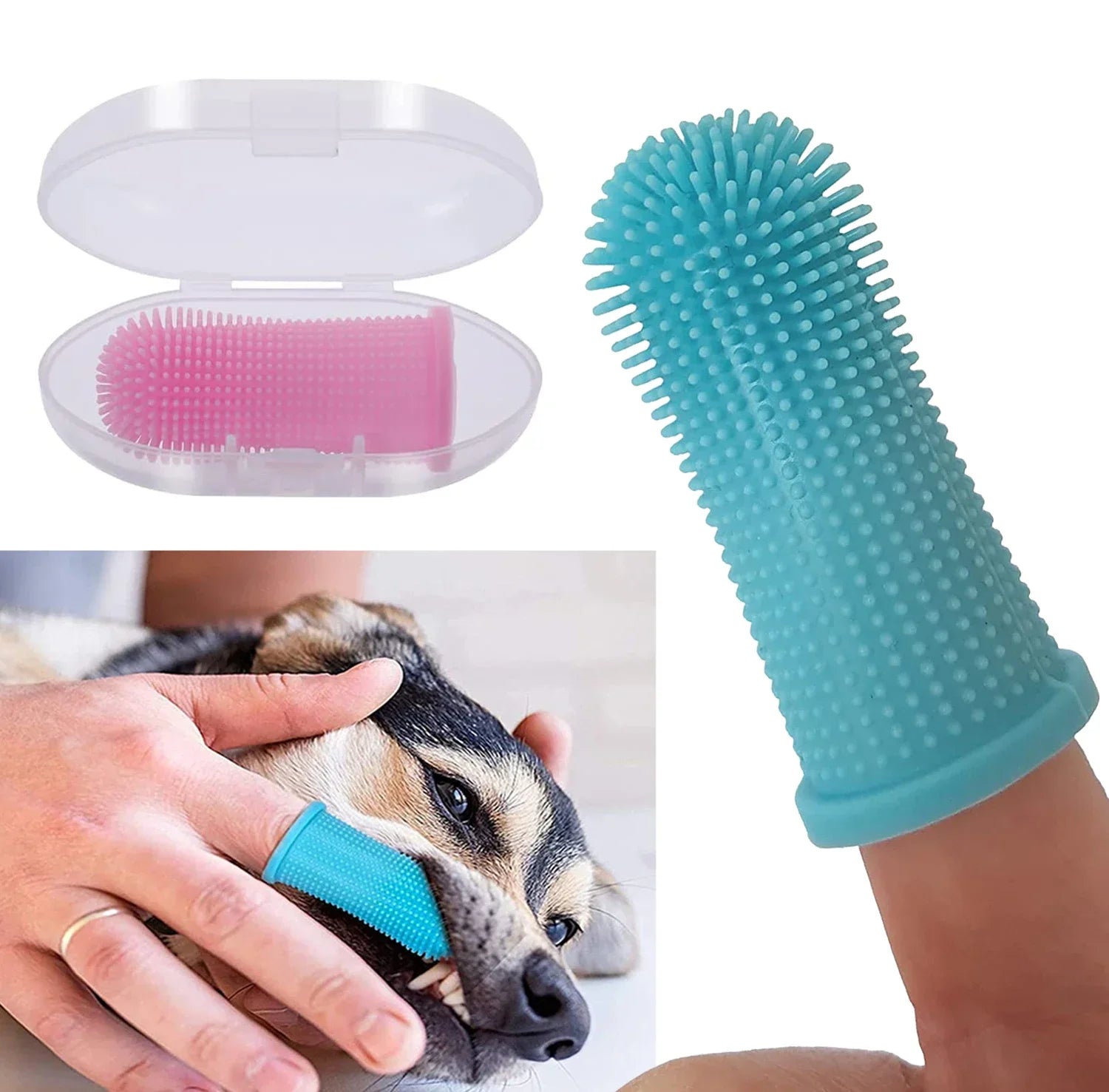 1PC Silicone Pet Finger Toothbrush – Soft & Safe for Dogs and Cats