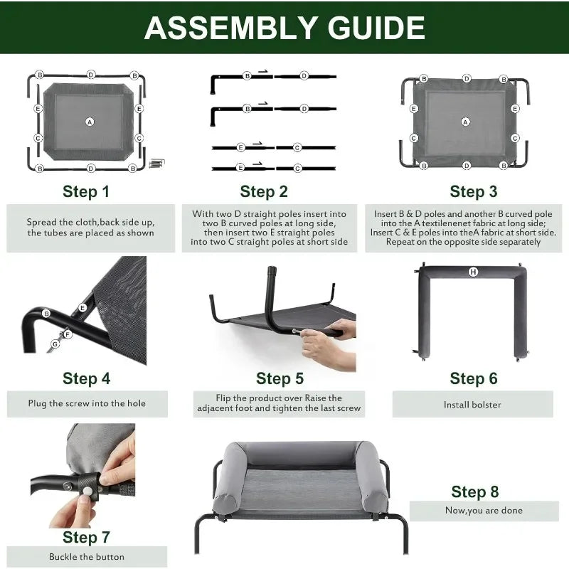 Elevated Cooling Dog Bed with Chew-Proof Frame