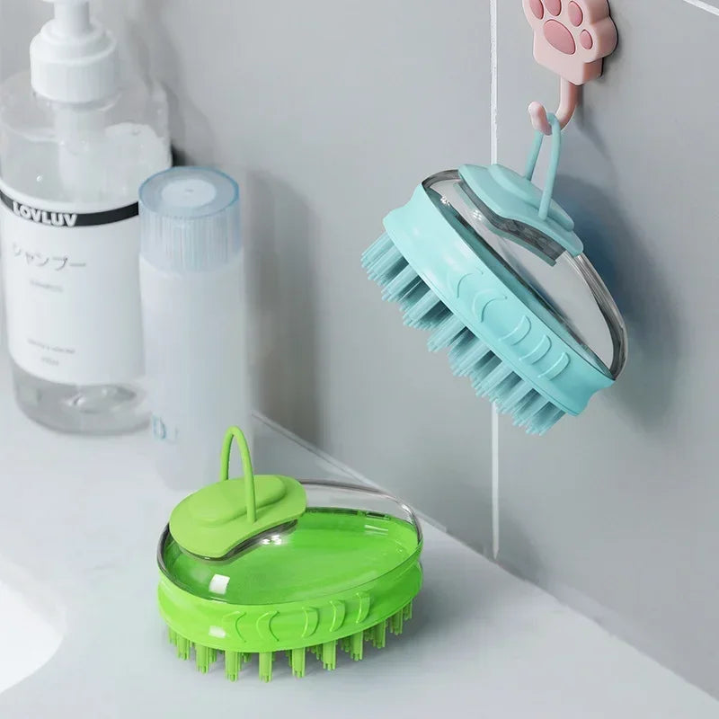 Dog Bath Massage Silicone Brush with Soap Dispenser