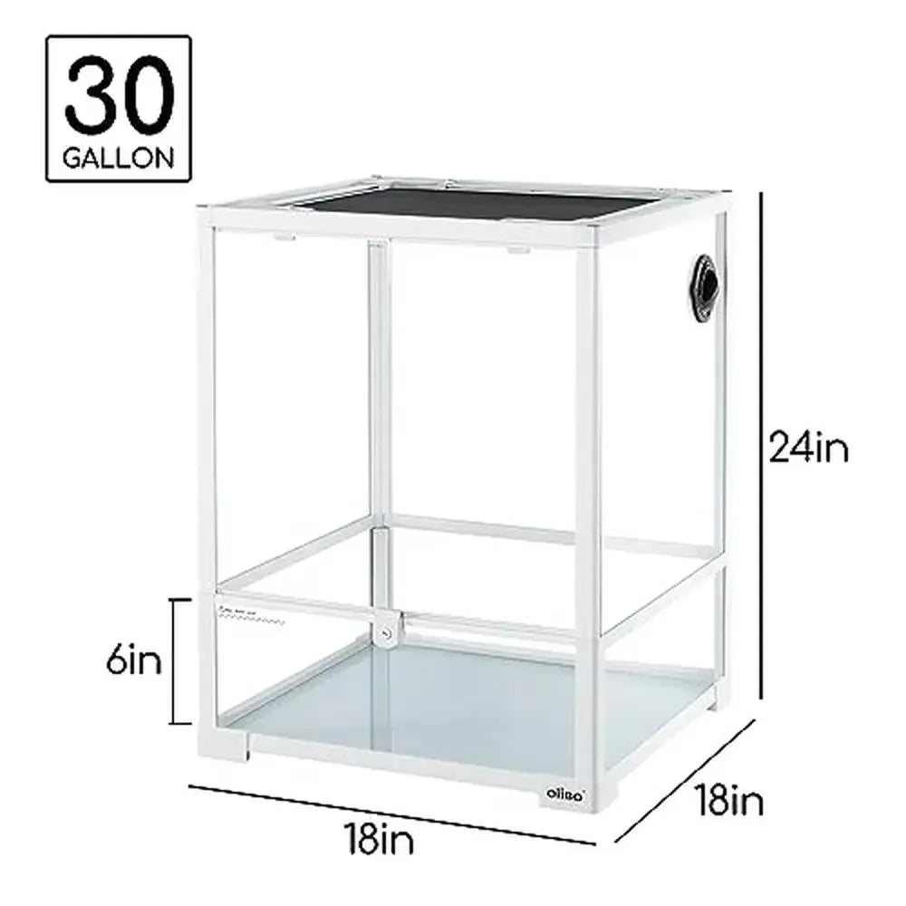 30 Gallon Glass Reptile Terrarium with Double Hinge Door