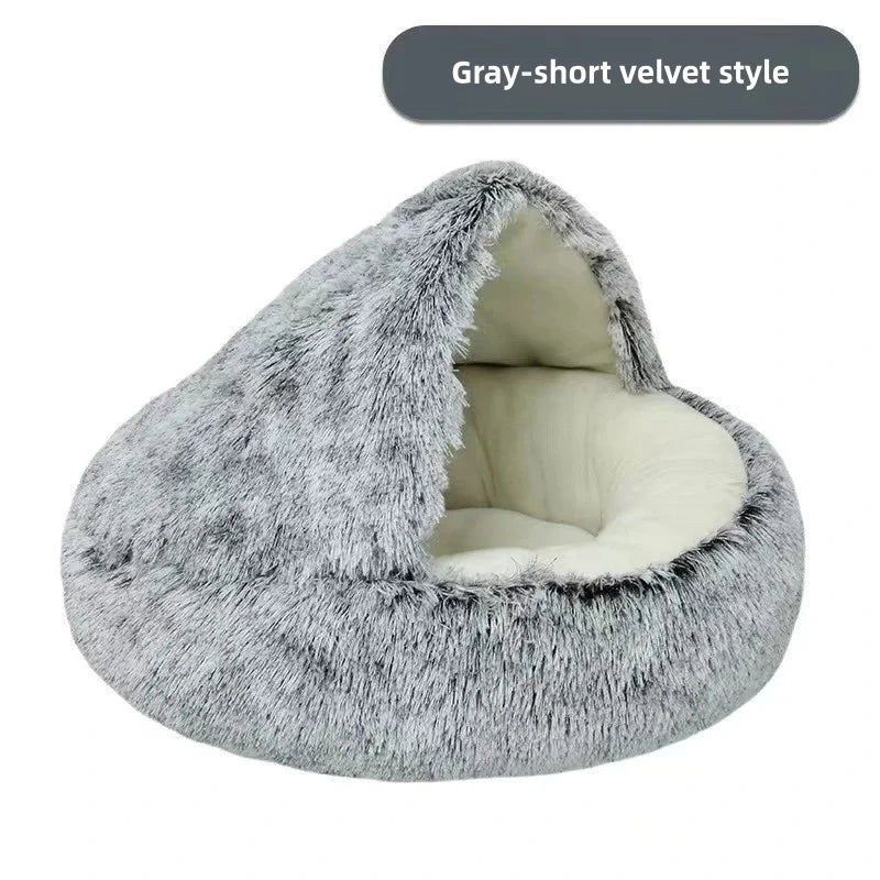 Autumn & Winter Plush Semi-Enclosed Cat & Pet Bed