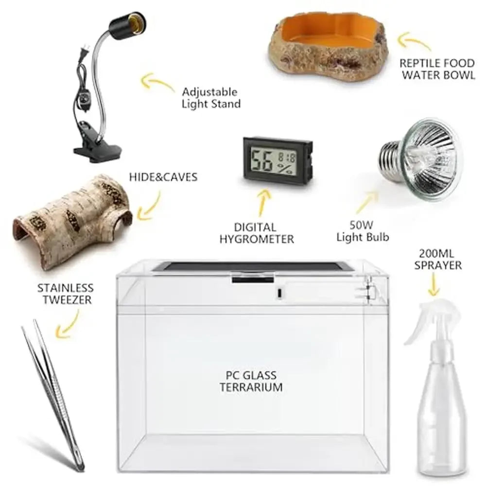 Reptile Terrarium PC Tank Starter Kit 15.6"x8"x10"