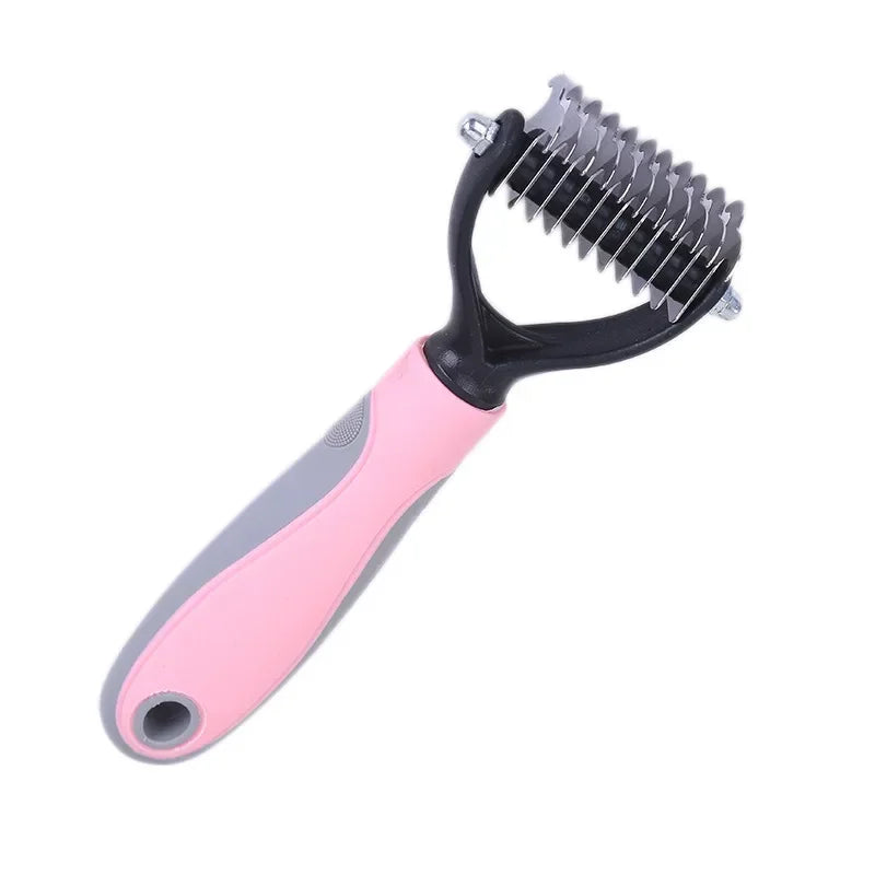 Double-Sided Pet Fur Knot Cutter & Shedding Brush