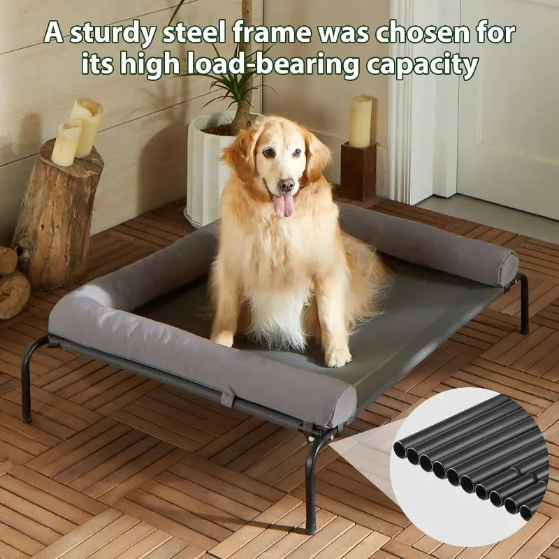 Elevated Cooling Dog Bed with Chew-Proof Frame