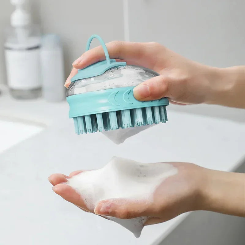 Dog Bath Massage Silicone Brush with Soap Dispenser