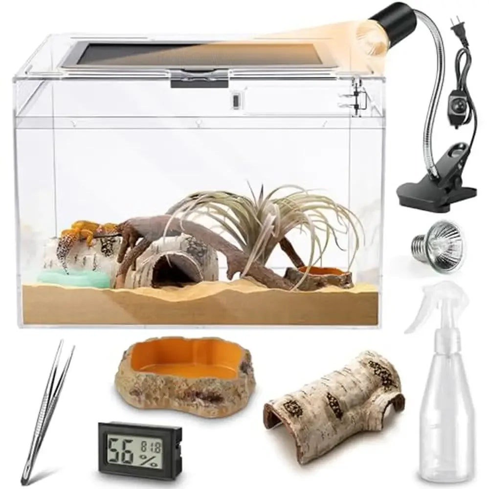 Reptile Terrarium PC Tank Starter Kit 15.6"x8"x10"