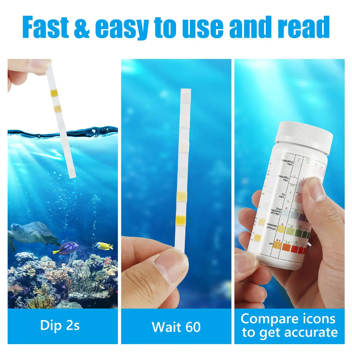 5-17 in 1 Aquarium Test Strips Water Quality Test Strip Fish Tank Nitrate pH Hardness Test Strips Freshwater Saltwater Water Spa