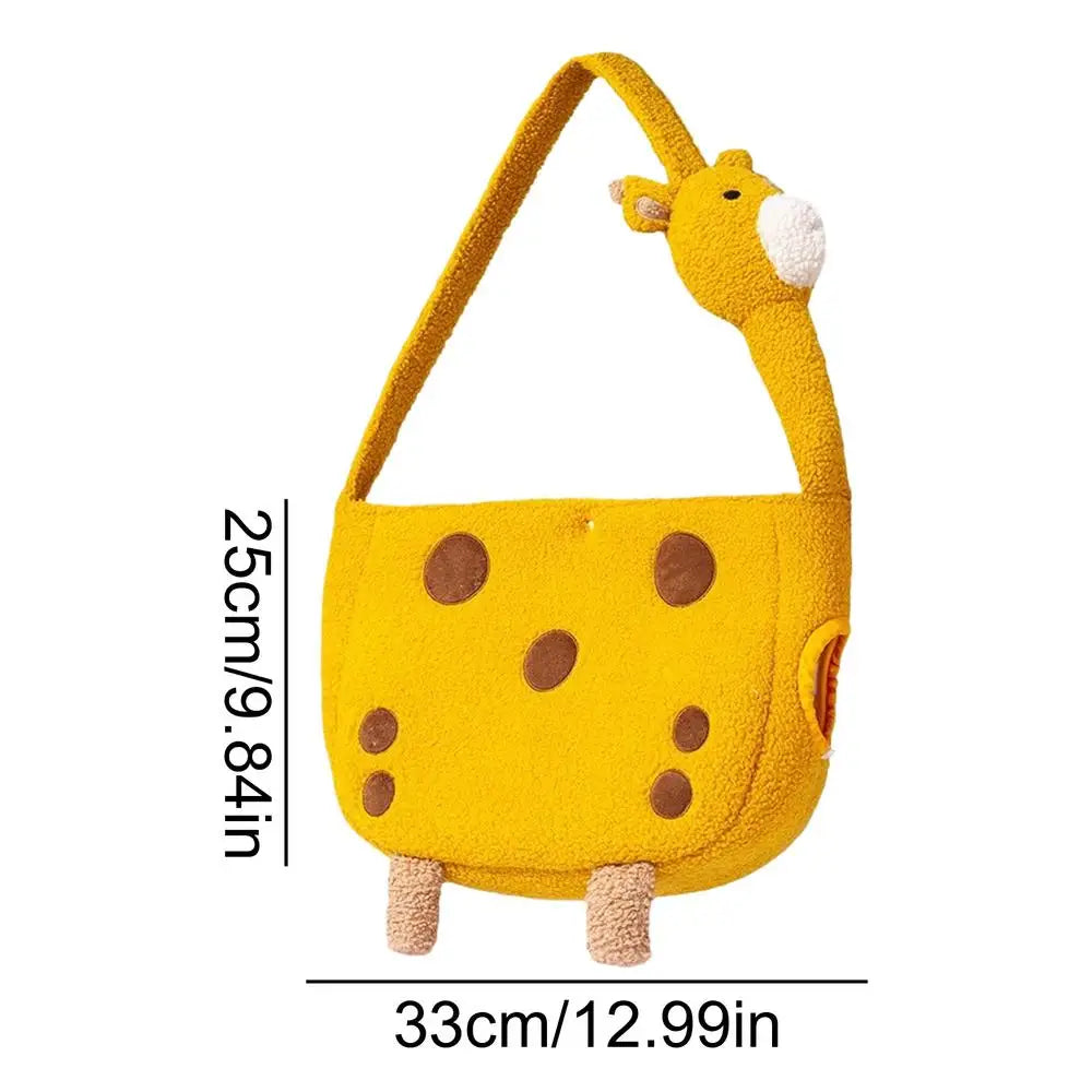 Giraffe Print Plush Pet Travel Tote Bag