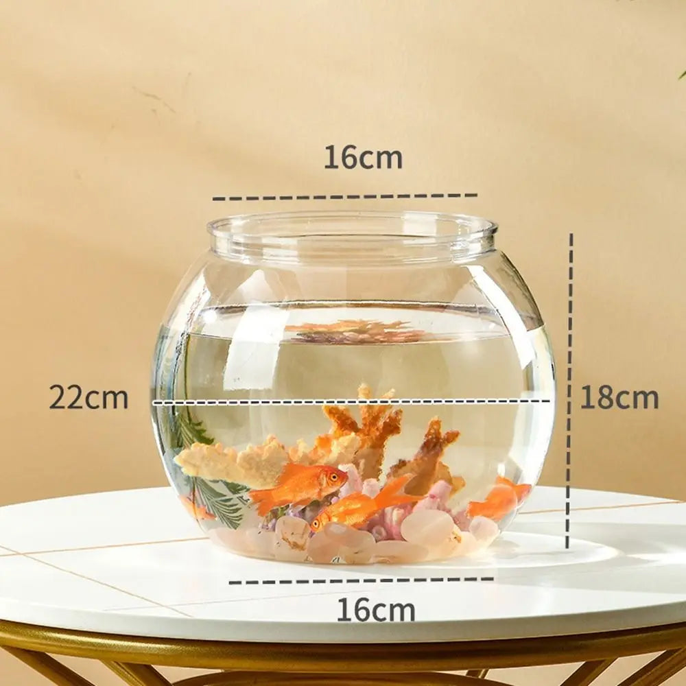Clear Round Desktop Fish Bowl – Portable Plastic Aquarium