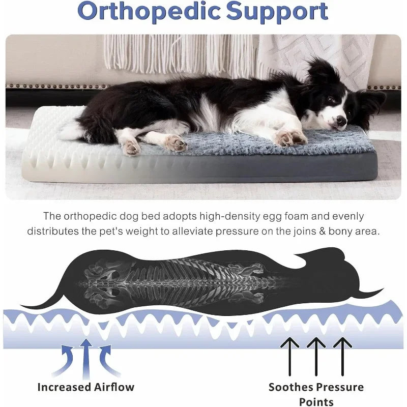 Large Egg Crate Foam Dog Bed with Waterproof Cover