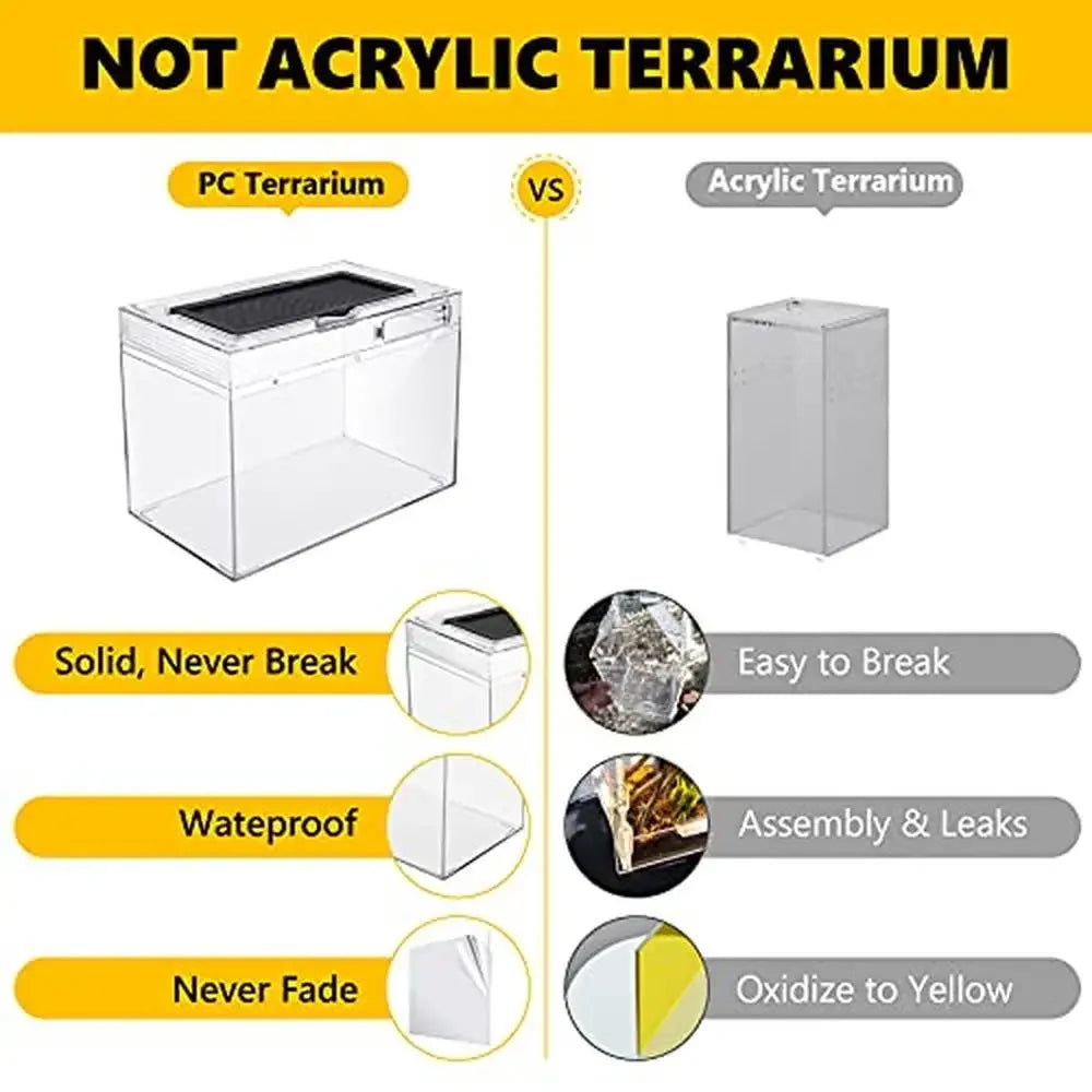 Reptile Terrarium PC Tank Starter Kit 15.6"x8"x10"