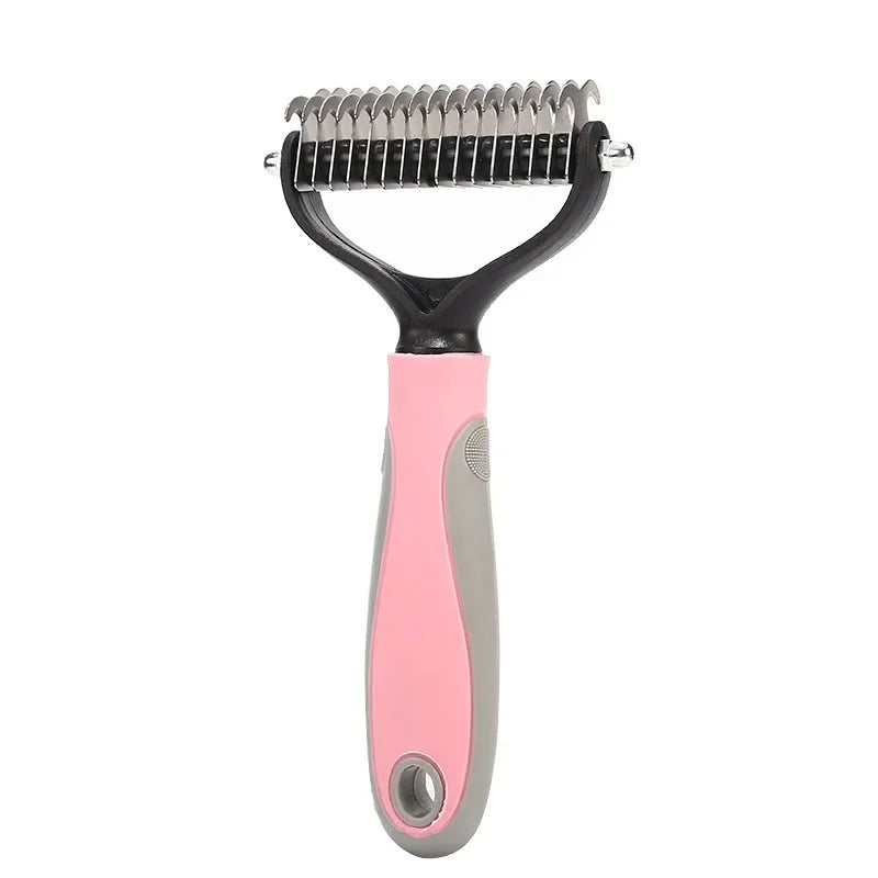 Double-Sided Pet Fur Knot Cutter & Shedding Brush