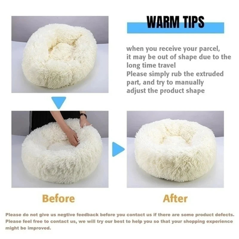 Round Plush Winter Dog & Cat Bed