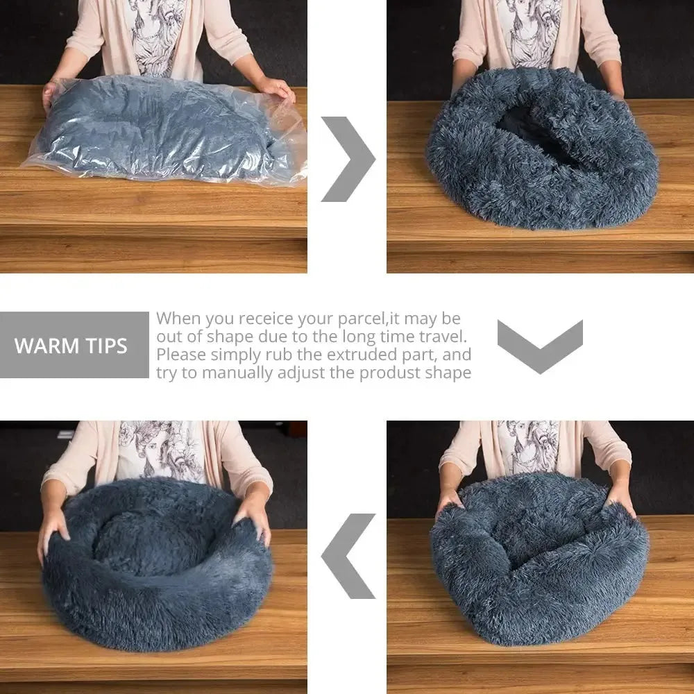 Round Plush Winter Dog & Cat Bed