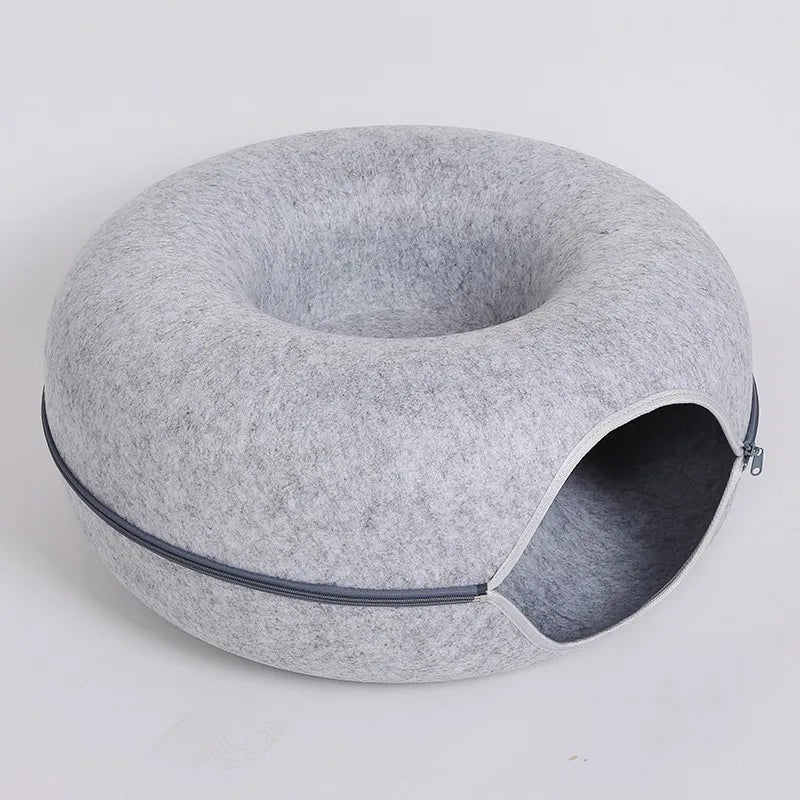 Donut Cat Bed with Interactive Tunnel