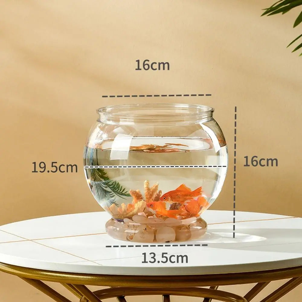 Clear Round Desktop Fish Bowl – Portable Plastic Aquarium