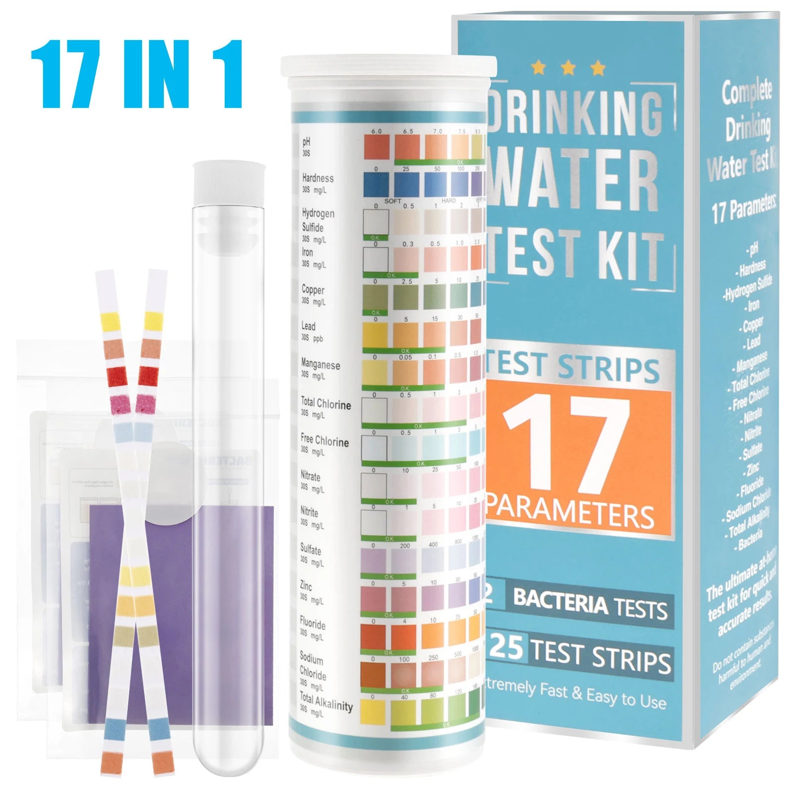 5-17 in 1 Aquarium Test Strips Water Quality Test Strip Fish Tank Nitrate pH Hardness Test Strips Freshwater Saltwater Water Spa