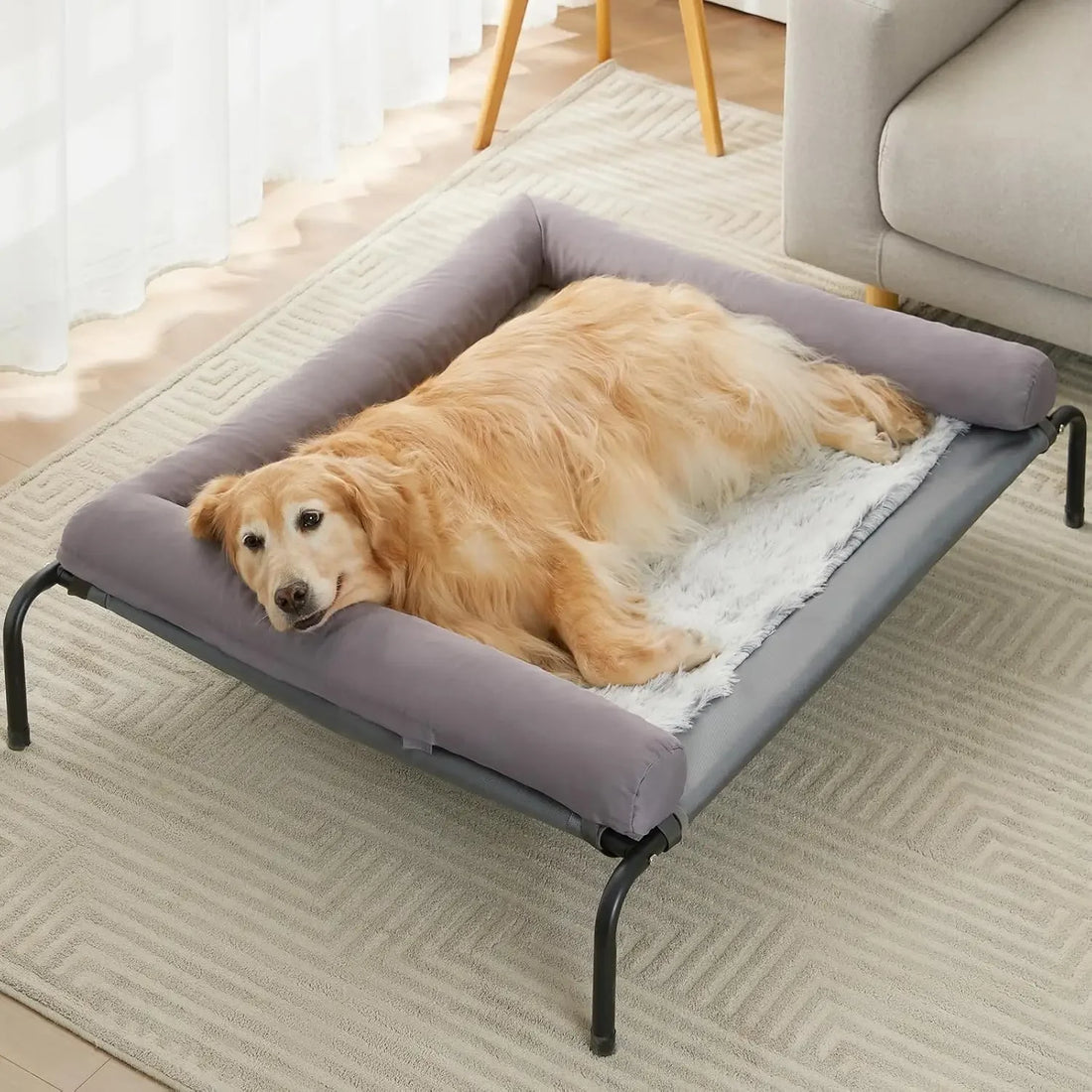 Elevated Cooling Dog Bed with Chew-Proof Frame